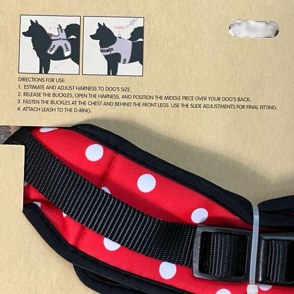Disney Tails Dog Harness Costume XL Red Polka Dot Dress Minnie Bow Pet Outfit - Picture 4 of 5